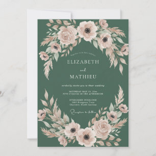 Invitation Mariage aux feuilles roses Hunter Blush