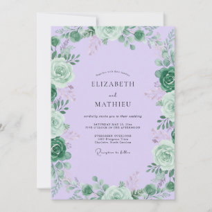 Invitation Mariage aux feuilles succulentes de lilas