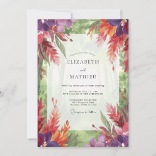 Invitation Mariage aux feuilles tropicales vibrantes