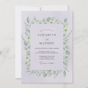 Invitation Mariage aux Feuilles Violettes Pâles