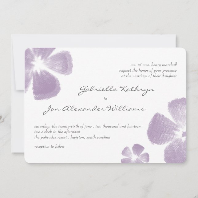 Invitation Mariage aux fleurs d'aquarelle tropicale violet (Devant)
