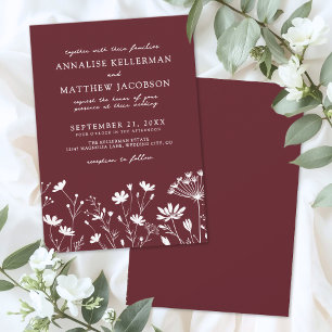 Invitation Mariage aux fleurs sauvages de Bourgogne