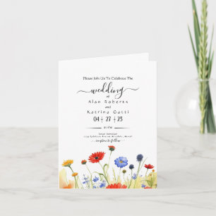 Invitation Mariage aux fleurs sauvages de prairie printanière