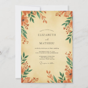 Invitation Mariage aux fleurs sauvages de terre cuite chaude