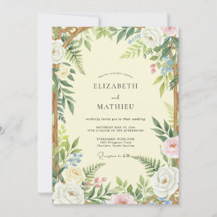 Invitation Mariage aux fleurs sauvages jaune pâle pressées