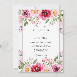 Invitation Mariage aux Floraisons Magenta