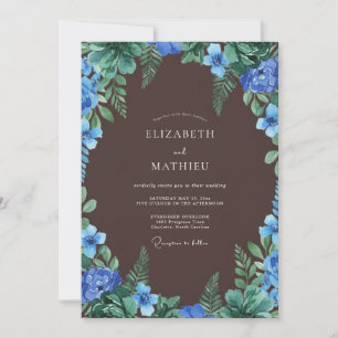 Invitation Mariage aux Fougères Azur Chocolat