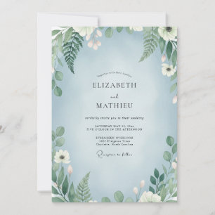 Invitation Mariage aux Fougères Azurées Atténuées