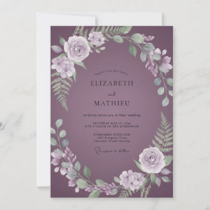 Invitation Mariage aux Fougères Mauve Poussiéreux