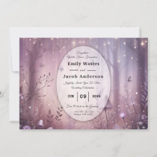Invitation Mariage aux Guirlandes de Fées Magiques de Lavande