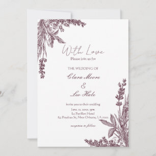Invitation Mariage aux Herbes Lavande Poussiéreuse de Style A