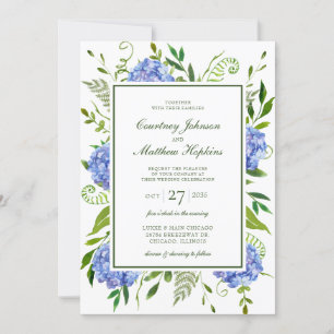 Invitation Mariage aux Hortensias Bleus