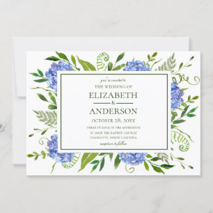 Invitation Mariage aux Hortensias Bleus