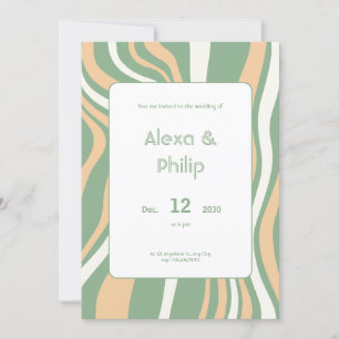 Invitation Mariage aux lignes vertes et crème