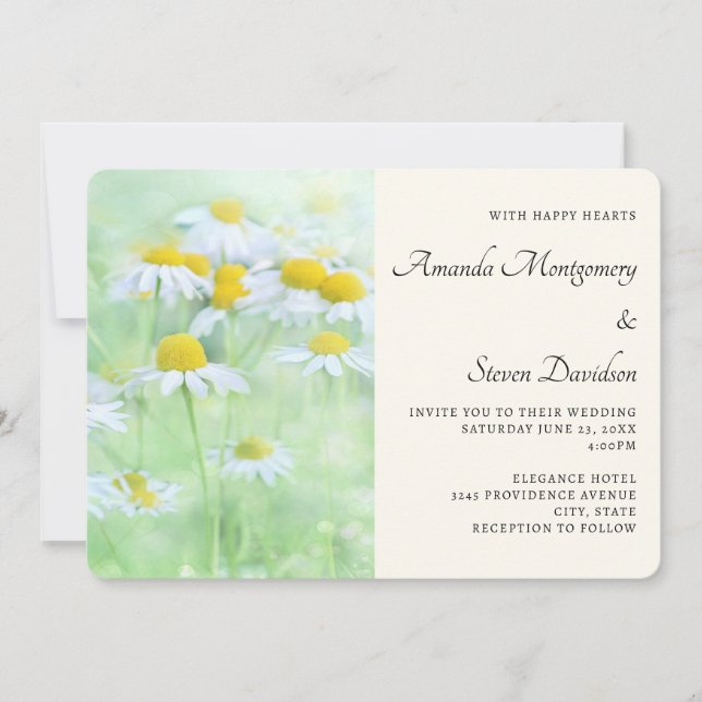 Invitation Mariage aux Marguerites dans un Champ (Devant)