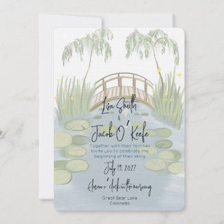 Invitation Mariage aux nénuphars illustrés peints à la main