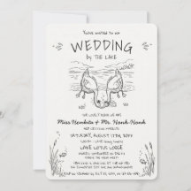 Mariage aux oies qui s'embrassent au bord du lac