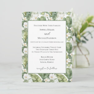 Invitation Mariage aux Orchidées Blanches et Feuilles Vertes