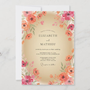 Invitation Mariage aux Pétales de Corail Magenta