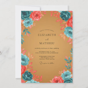 Invitation Mariage aux Pétales de Corail Ocres