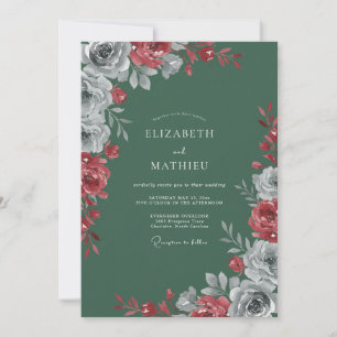 Invitation Mariage aux Pétales de la Forêt Cramoisie