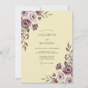 Invitation Mariage aux Pétales de Lavande Jaune Pâle