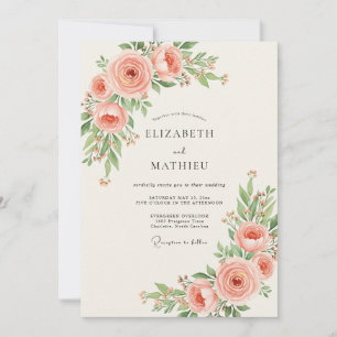 Invitation Mariage aux Pétales de Pêche Divine
