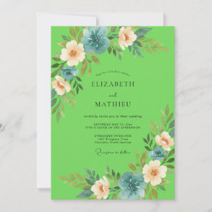 Invitation Mariage aux Pétales de Pêche Lime