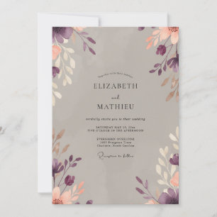 Invitation Mariage aux Pétales de Plum Taupe