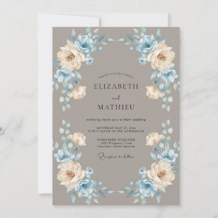 Invitation Mariage aux Pétales de Poudre de Taupe