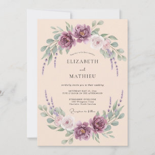 Invitation Mariage aux Pétales de Prune et de Pêche