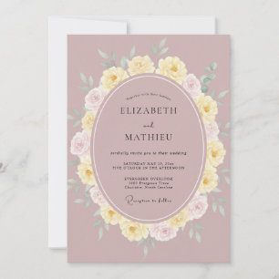 Invitation Mariage aux Pétales de Rose et Jaune Atténués