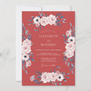 Invitation Mariage aux Pétales de Terre Cuite