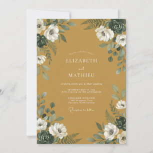 Invitation Mariage aux Pétales Dorés