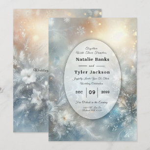 Invitation Mariage aux Pétales Gelées dans une Brume d'Hiver 