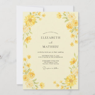Invitation Mariage aux Pétales Peintes de Citron