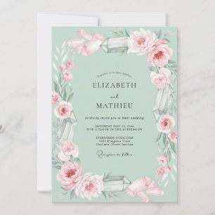 Invitation Mariage aux Pétales Rose Menthe
