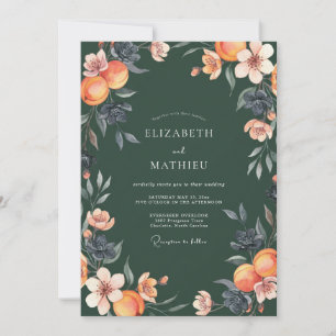 Invitation Mariage aux Pivoines Abricot Chasseur