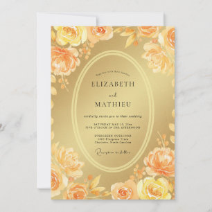 Invitation Mariage aux Pivoines Abricot Doré