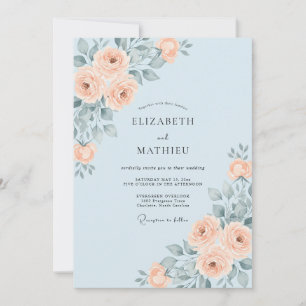 Invitation Mariage aux Pivoines Abricot Poudrées