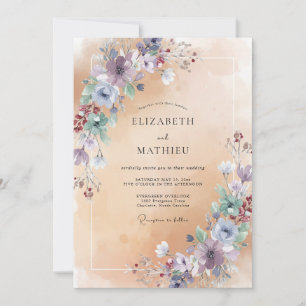Invitation Mariage aux Pivoines Améthyste Champagne