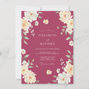 Invitation Mariage aux Pivoines Crème et Baies