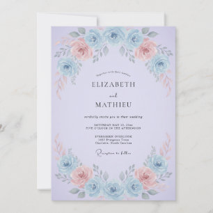 Invitation Mariage aux Pivoines et Bleuet de Lilas