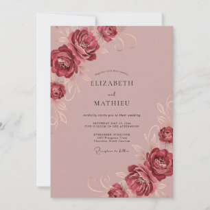 Invitation Mariage aux Pivoines Fruitées Poussiéreuses
