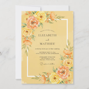 Invitation Mariage aux Pivoines Jaune Pêche