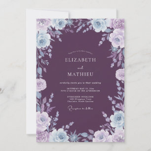 Invitation Mariage aux Pivoines Lavande Plum