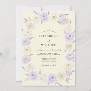 Invitation Mariage aux Pivoines Lilas Champagne