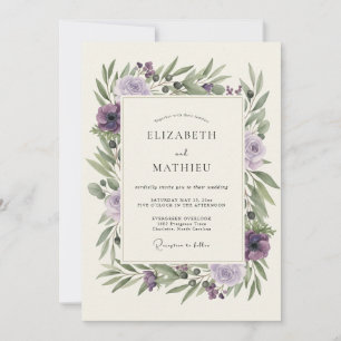 Invitation Mariage aux Pivoines Olive Abricot