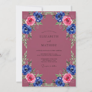 Invitation Mariage aux Ranunculus Cobalt Baie
