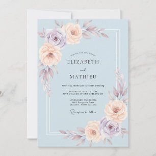 Invitation Mariage aux Ranunculus et Eucalyptus Mauve Poussié